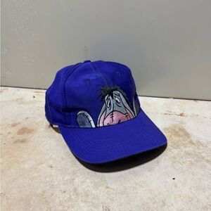 RARE Vintage 90s Disney Store Embroidered Eeyore Hat Cap Purple Snap Back
